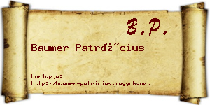 Baumer Patrícius névjegykártya
